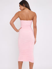Slinky Ruched Bandeau Bodycon Dress