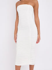 Slinky Ruched Bandeau Bodycon Dress