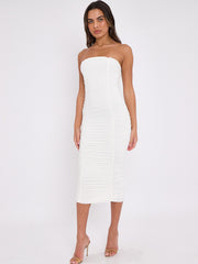 Slinky Ruched Bandeau Bodycon Dress