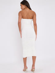 Slinky Ruched Bandeau Bodycon Dress