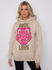 Rock Love Tiger Graphic Print Hoodie