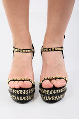 Studded Espadrille Gladiator Wedges