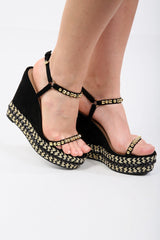 Studded Espadrille Gladiator Wedges