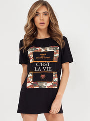 C'est La Vie Slogan Print T-Shirt