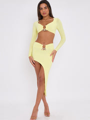 Slinky Horseshoe Buckle Detail Crop Top & Skirt Co-ord