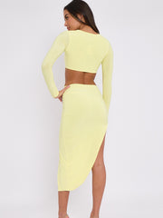 Slinky Horseshoe Buckle Detail Crop Top & Skirt Co-ord