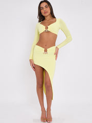 Slinky Horseshoe Buckle Detail Crop Top & Skirt Co-ord