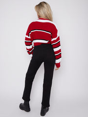 Colour Block Oversized Cropped Knitted Jumper
