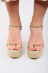 Studded Espadrille Gladiator Wedges