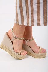 Studded Espadrille Gladiator Wedges