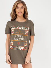 C'est La Vie Slogan Print T-Shirt