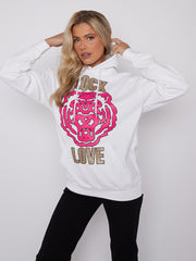 Rock Love Tiger Graphic Print Hoodie