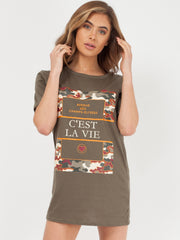C'est La Vie Slogan Print T-Shirt