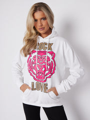 Rock Love Tiger Graphic Print Hoodie
