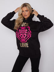 Rock Love Tiger Graphic Print Hoodie