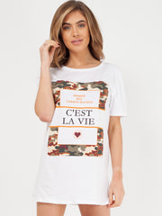 C'est La Vie Slogan Print T-Shirt