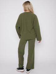 Oversized Soft Ribbed Top & Trouser Lounge Set