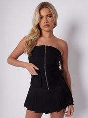 Cargo Style Bandeau Top With Zip Detail