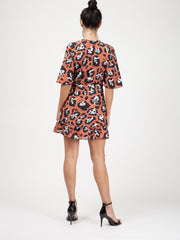 Leopard Print Wrap Front Tie Knot Dress