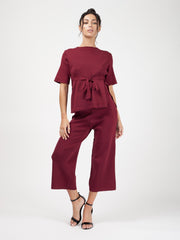 Olivia Tie Detail Top & Cropped Pants Loungewear Set