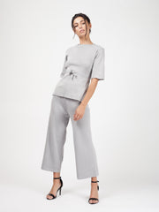 Olivia Tie Detail Top & Cropped Pants Loungewear Set