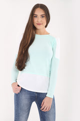 Contrast Hem And Shoulder Crepe Top