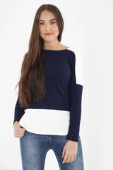 Contrast Hem And Shoulder Crepe Top