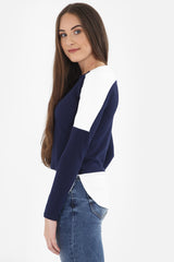 Contrast Hem And Shoulder Crepe Top