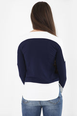 Contrast Hem And Shoulder Crepe Top