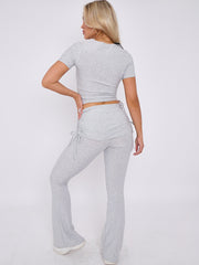 Ruched Crop Top & Fold Over Flared Trouser Co-ord