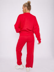 Oversized Bomber Style Fleece Zipper Co-ord