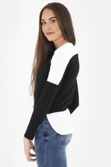 Contrast Hem And Shoulder Crepe Top