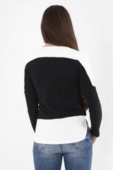 Contrast Hem And Shoulder Crepe Top