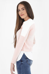 Contrast Hem And Shoulder Crepe Top