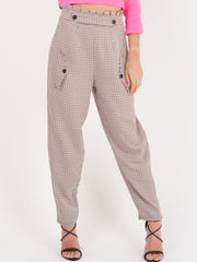 Gingham Check taptasche Taillenhose Hose