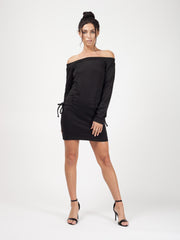 Lace Up Detail Bardot Jumper Dress