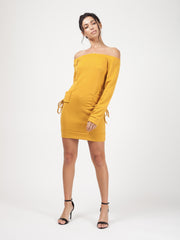 Lace Up Detail Bardot Jumper Dress