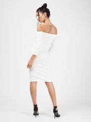 Detalle del botón simulado Bardot Vestido