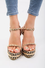 Studded Espadrille Gladiator Wedges