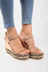 Studded Espadrille Gladiator Wedges