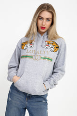 Loyalität Tiger Print Kapuzenpullover