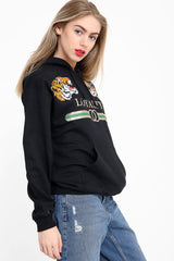 Loyalität Tiger Print Kapuzenpullover