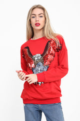 Sequin Embellished Rock Eagle Sweatshirt