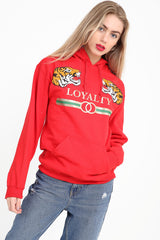 Loyalität Tiger Print Kapuzenpullover