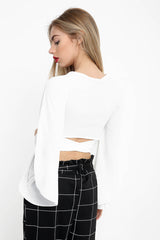 Tie Knot Bell Sleeve Crop Top