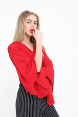 Tie Knot Bell Sleeve Crop Top