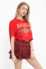Cropped Savage Slogan Printed T Shirt