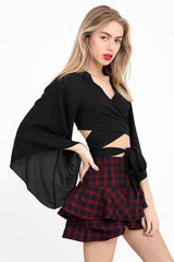 Tie Knot Bell Sleeve Crop Top