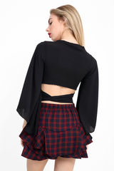 Tie Knot Bell Sleeve Crop Top