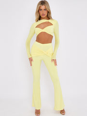 Cut Out Twist Front Crop Top & Flared Trouser Co-ord